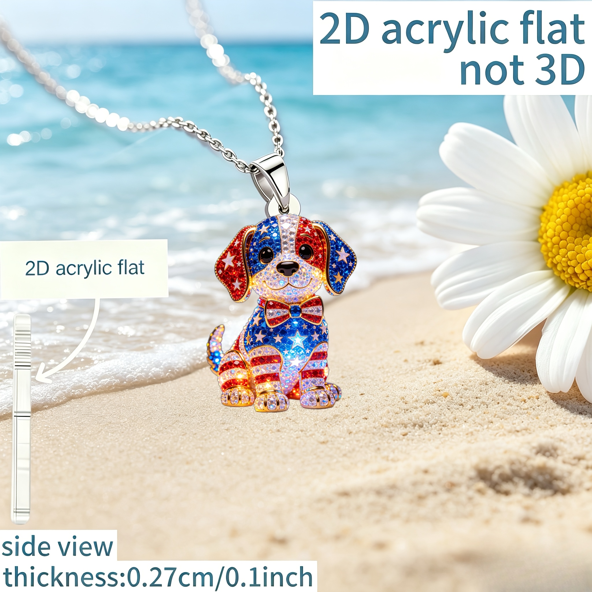 Men's & Women's 2D Acrylic Puppy Pattern Pendant Necklace